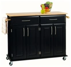 Homestyles Dolly Madison Wood Rolling Kitchen Cart In Black