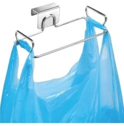 IDesign Classico Over-the-Cabinet Bag Holder, Chrome