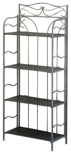 Pemberly Row 4 Tier 24" Bakers Rack In Chocolate