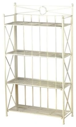 Pemberly Row 25.5" 4 Tier Iron Bakers Rack In White