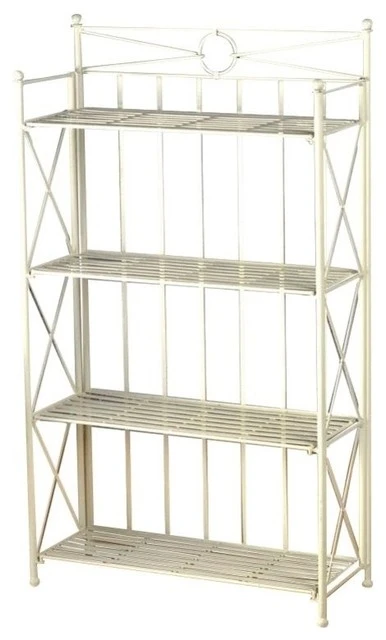 Pemberly Row 25.5" 4 Tier Iron Bakers Rack In White 3 Pemberly Row 25.5" 4 Tier Iron Bakers Rack In White