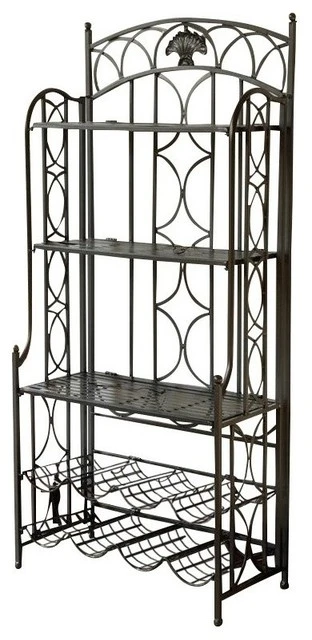 Pemberly Row Iron Bakers Wine Rack In Antique Black 3 Pemberly Row Iron Bakers Wine Rack In Antique Black