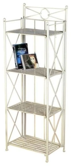 Pemberly Row 16" 4 Tier Iron Bakers Rack In White