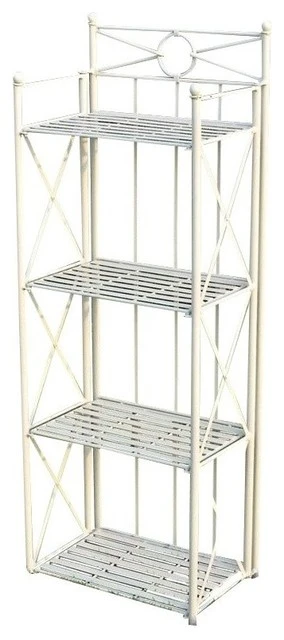 Pemberly Row 22" 4 Tier Iron Bakers Rack In White 3 Pemberly Row 22" 4 Tier Iron Bakers Rack In White